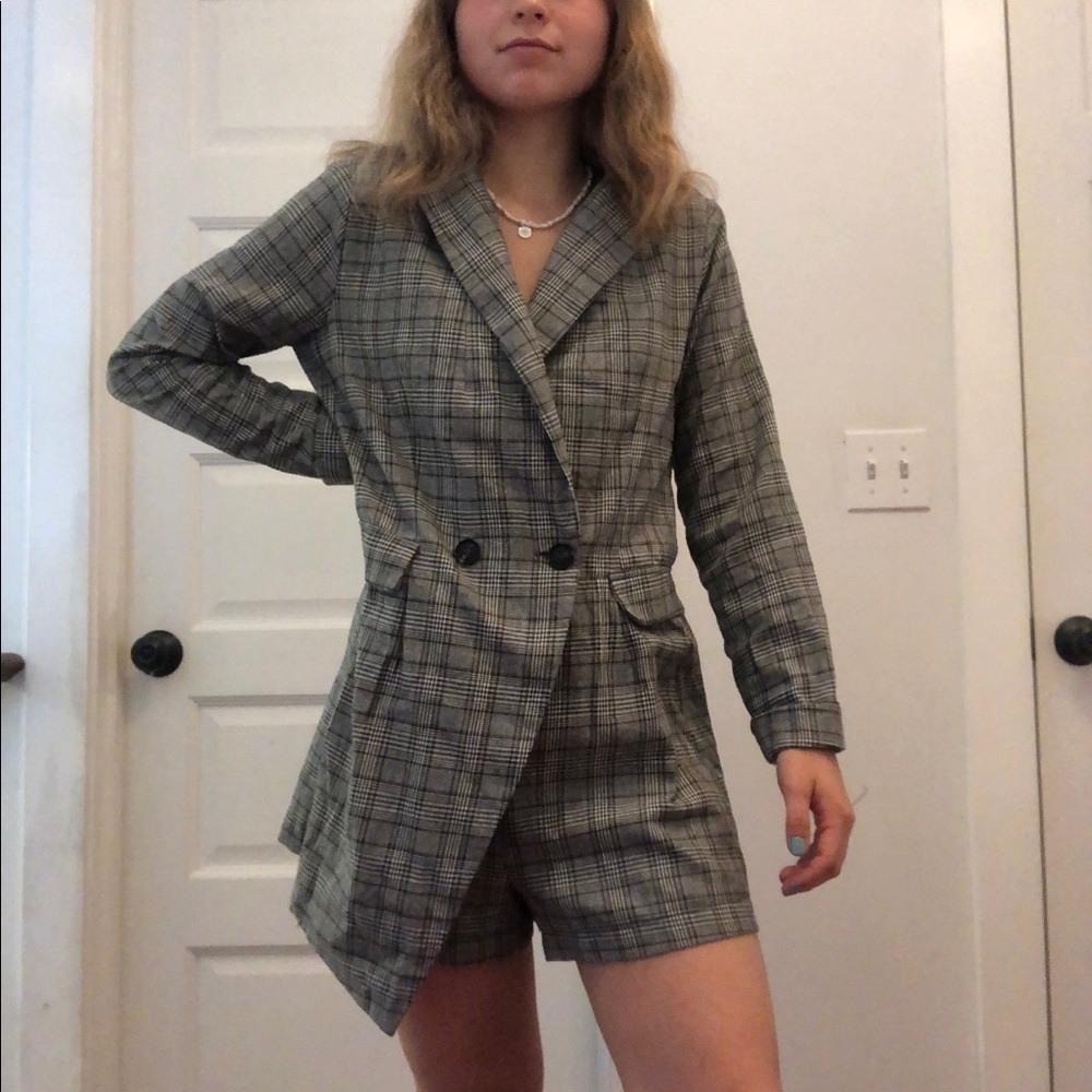 Plaid Blazer Romper/Dress